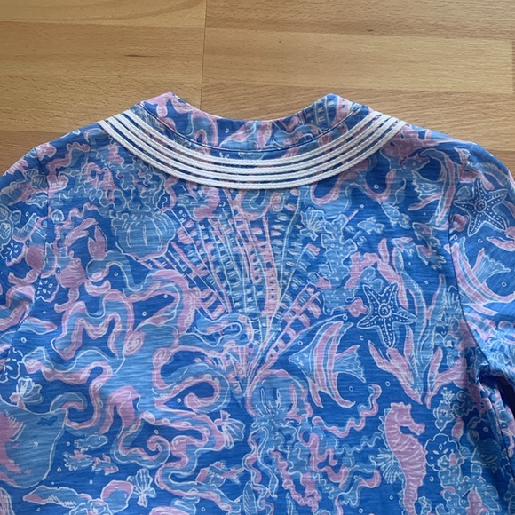 Lilly Pulitzer Kaia Knit Tunic Top Boca Blue Sea What I Sea Size Like New Small - Picture 6 of 9